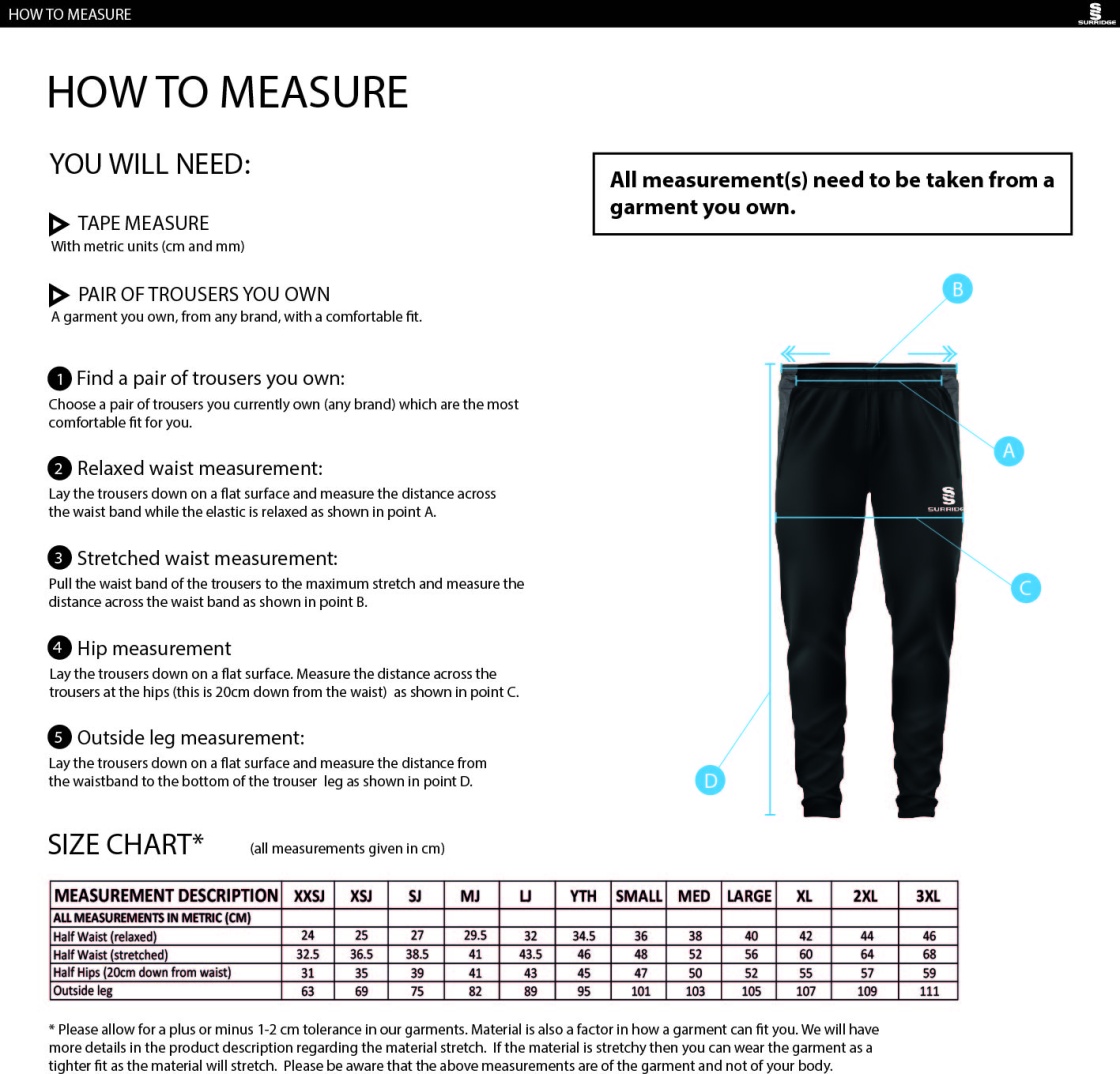 Derby High School Tek Slim Pant Navy - Size Guide
