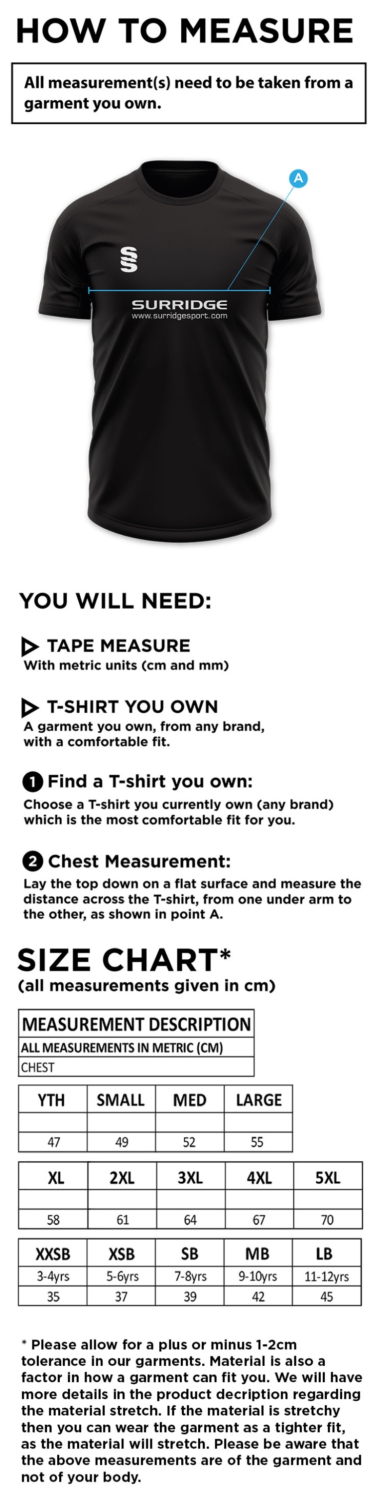 Derby High School St Patrick House T-shirt - Size Guide