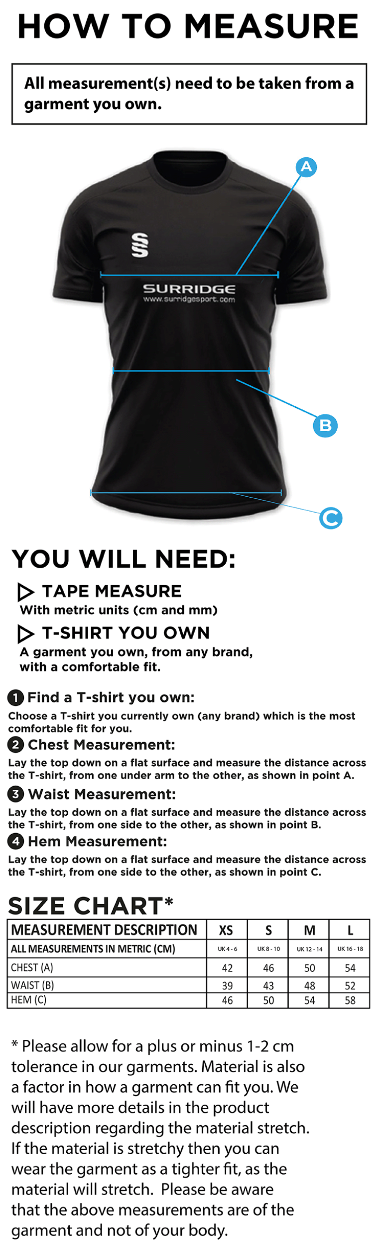 Derby High School St Andrew House Women's T-shirt - Size Guide