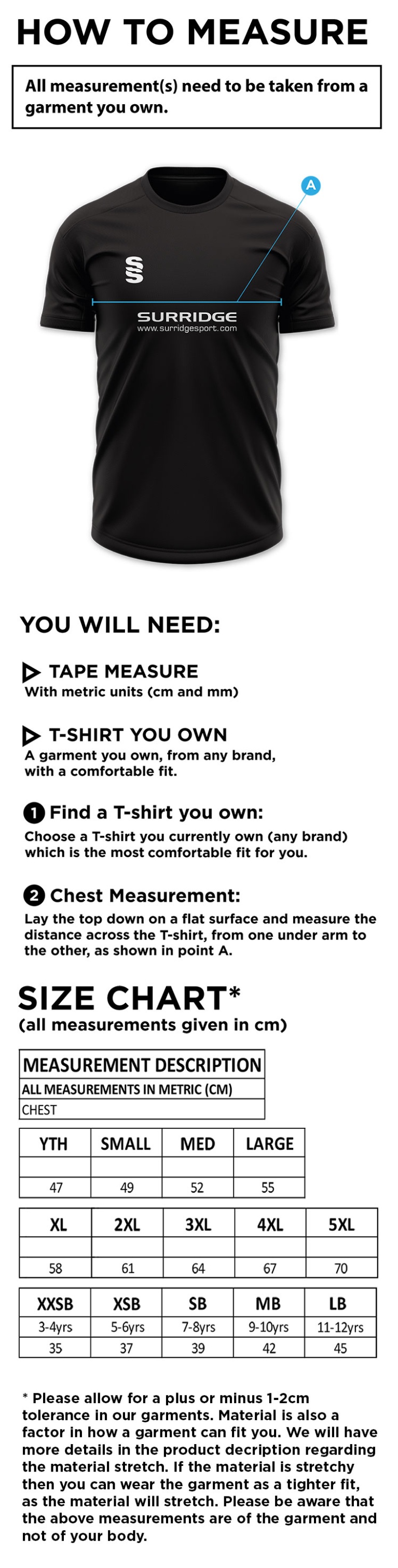 Derby High School St David House T-shirt - Size Guide